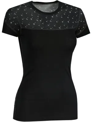 Damen-Thermoshirt SENSOR MERINO IMPRESS 21100006 SCHWARZ/SCHWARZ/PATTERN
