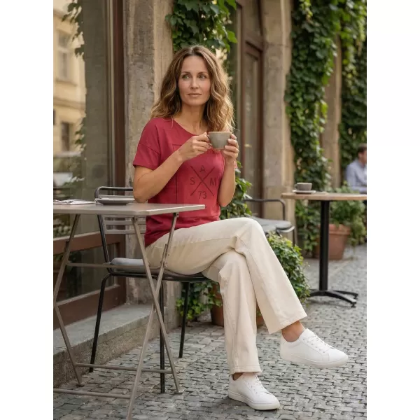  Frauen t -Shirt mit kurzen Ärmeln SAM 73 TANYA WT 826 DUNKELROSA 