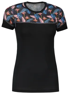 Damen-Thermoshirt SENSOR MERINO IMPRESS 21100008 SCHWARZ/FLORAL