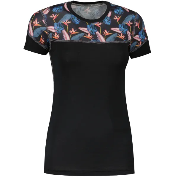  Damen-Thermoshirt SENSOR MERINO IMPRESS 21100008 SCHWARZ/FLORAL 