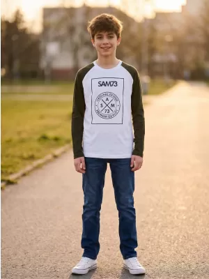 Boy T -Shirt mit langen Ärmeln SAM 73 JACK BT 553 WEIß