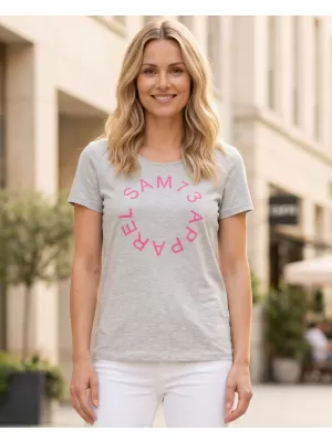 Frauen t -Shirt mit kurzen Ärmeln SAM 73 ARIAS WT 825 HELLGRAU