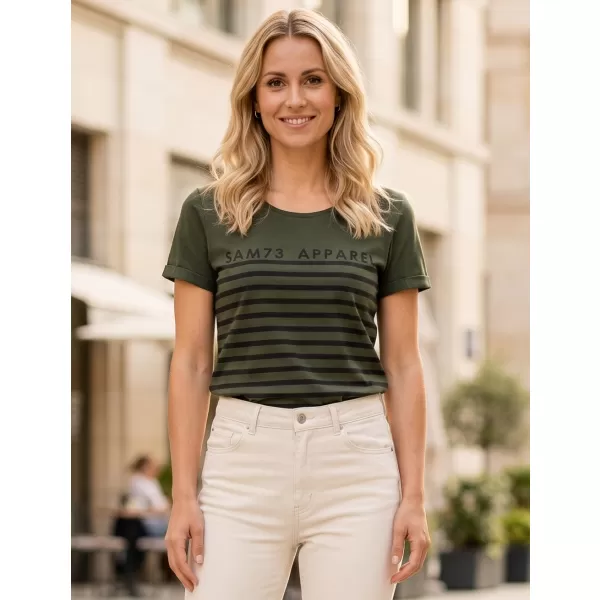  Frauen t -Shirt mit kurzen Ärmeln SAM 73 LANE WT 834 ARMEE 