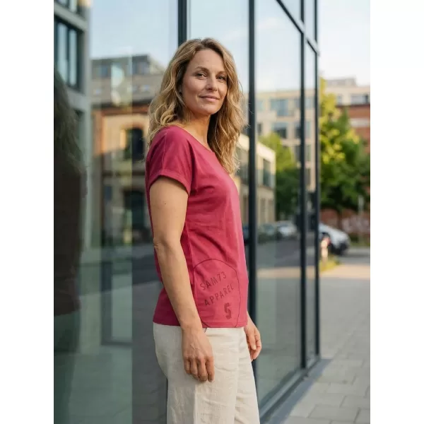  Frauen t -Shirt mit kurzen Ärmeln SAM 73 LEAH WT 828 DUNKELROSA 