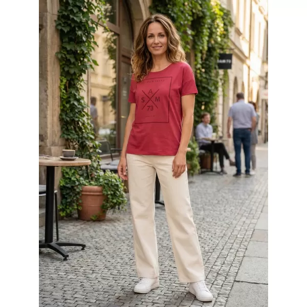  Frauen t -Shirt mit kurzen Ärmeln SAM 73 TANYA WT 826 DUNKELROSA 