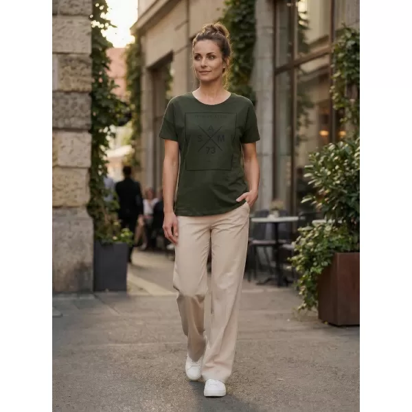  Frauen t -Shirt mit kurzen Ärmeln SAM 73 TANYA WT 826 ARMEE 