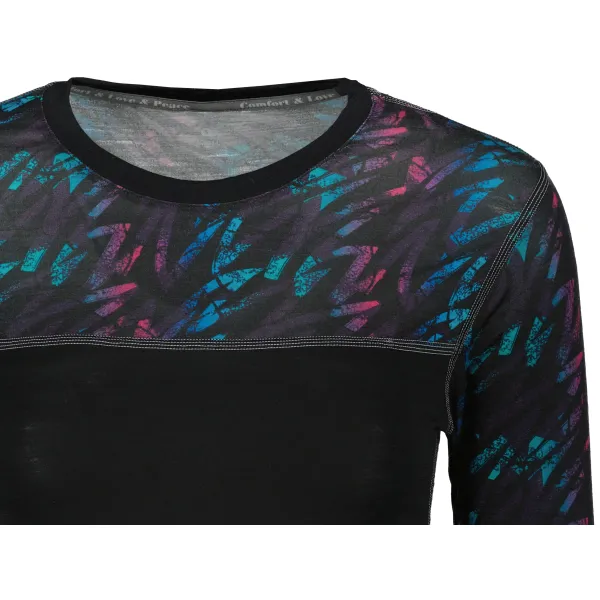  Damen-Thermoshirt SENSOR MERINO IMPRESS 21200018 SCHWARZ/STRIPES 