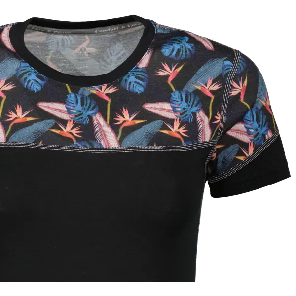 Damen-Thermoshirt SENSOR MERINO IMPRESS 21100008 SCHWARZ/FLORAL 