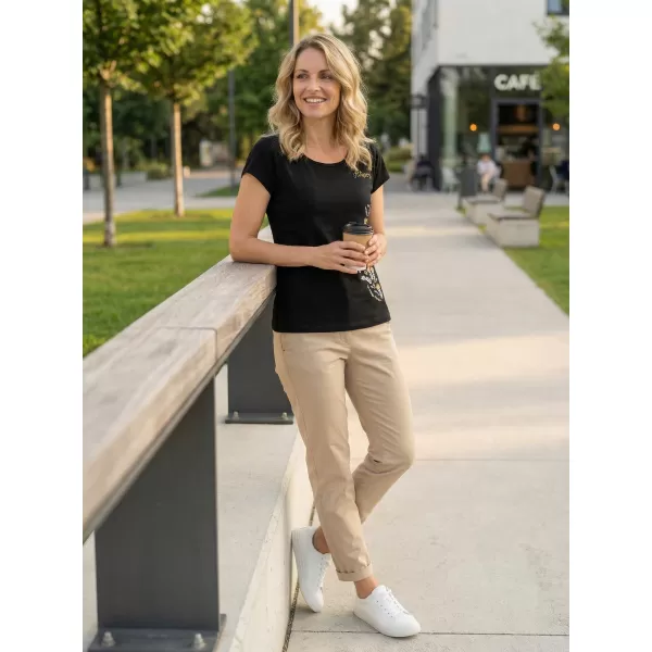  Damen-T-Shirt ALTISPORT ALW130122 SCHWARZ UND GOLD 