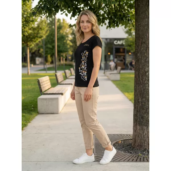 Damen-T-Shirt ALTISPORT ALW130122 SCHWARZ UND GOLD 