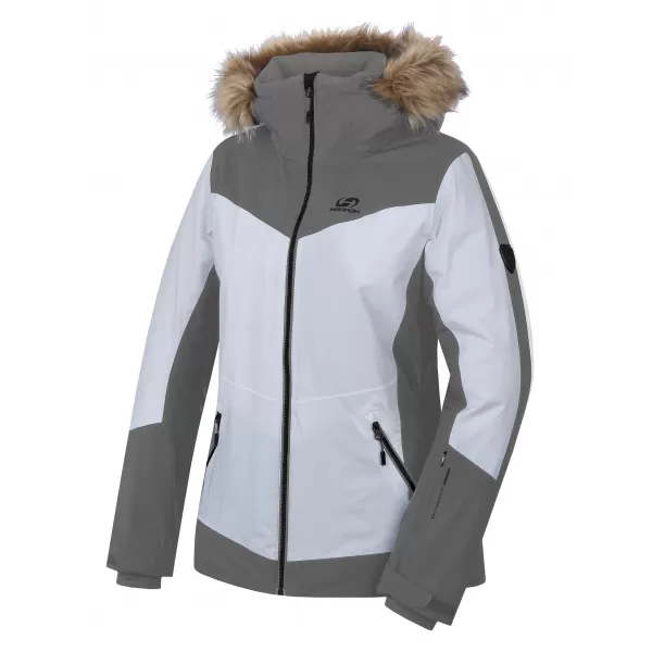  Damen-Skijacke HANNAH CANNA LEUCHTENDES WEIß/FROSTGRAU 