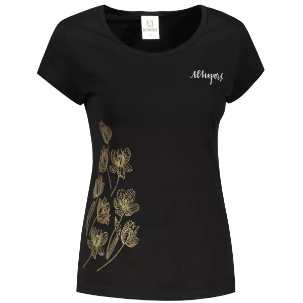  Damen-T-Shirt ALTISPORT ALW132122 SCHWARZ UND GOLD 