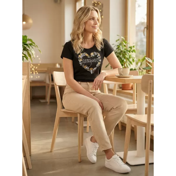  Damen-T-Shirt ALTISPORT ALW131122 SCHWARZ UND GOLD 
