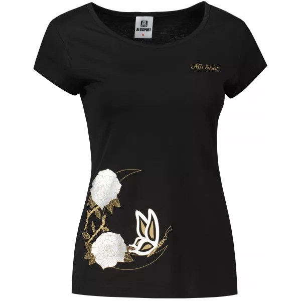 Damen-T-Shirt ALTISPORT ALW146122 SCHWARZ UND GOLD 