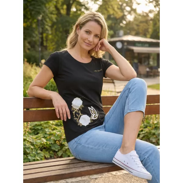  Damen-T-Shirt ALTISPORT ALW146122 SCHWARZ UND GOLD 
