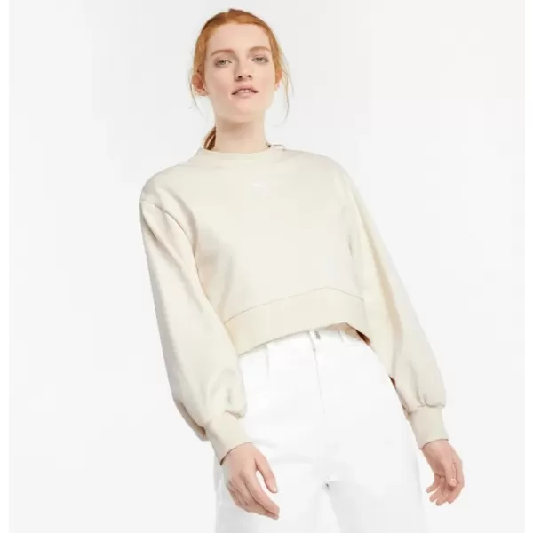  Crop-Top-Sweatshirt für Damen PUMA CLASSICS PUFF SLEEVE CREW 531616-73 ELFENBEINGLANZ 