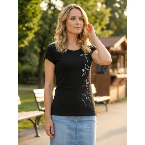  Damen-T-Shirt ALTISPORT ALW133122 SCHWARZ UND BLAU 