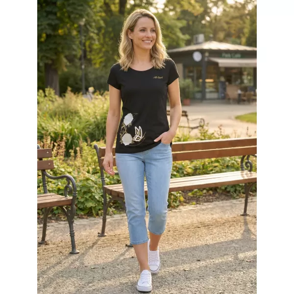  Damen-T-Shirt ALTISPORT ALW146122 SCHWARZ UND GOLD 
