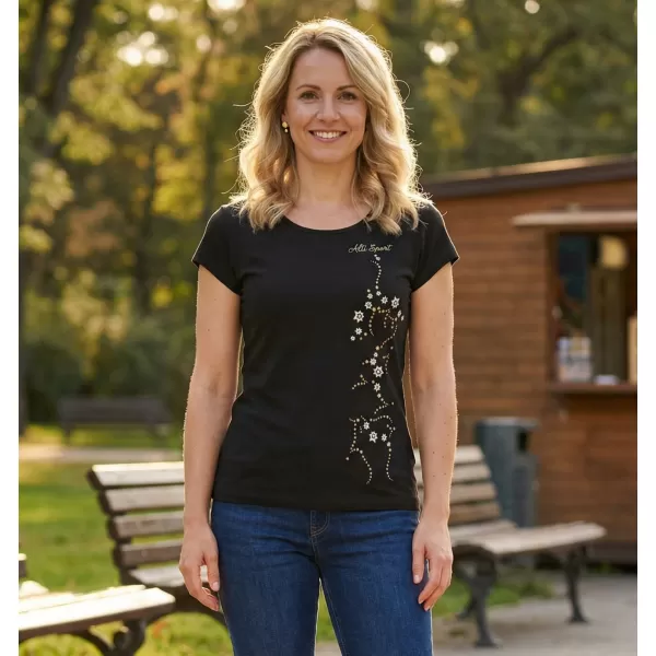  Damen-T-Shirt ALTISPORT ALW133122 SCHWARZ UND GOLD 