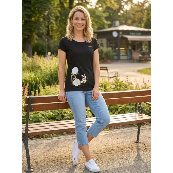  Damen-T-Shirt ALTISPORT ALW146122 SCHWARZ UND GOLD 