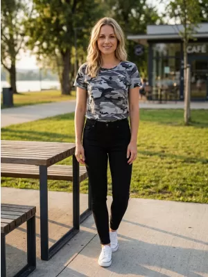 Frauen t -Shirt mit kurzen Ärmeln SAM 73 NORA WT 849 SCHWARZ