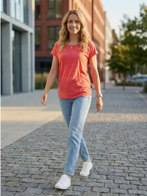 Damen-T-Shirt mit kurzen Ärmeln SAM 73 NASKA WT 858 LEUCHTEND ROSA