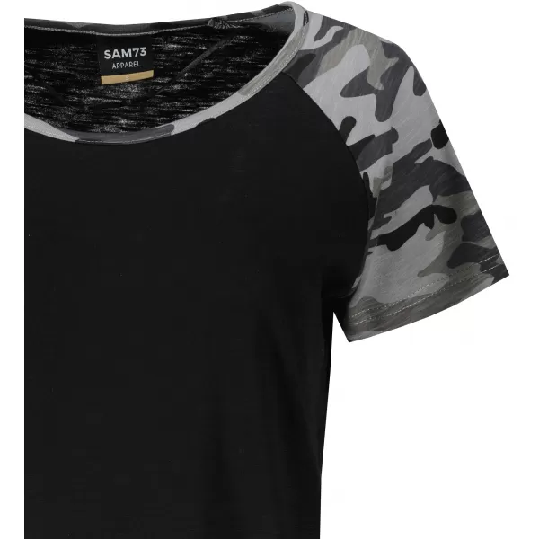  Frauen t -Shirt mit kurzen Ärmeln SAM 73 ROSE WT 850 SCHWARZ 