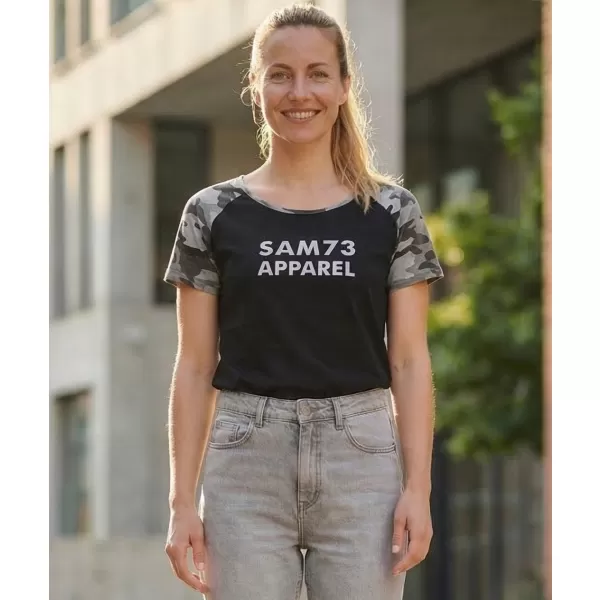  Frauen t -Shirt mit kurzen Ärmeln SAM 73 ROSE WT 850 SCHWARZ 