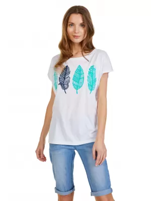 Frauen t -Shirt mit kurzen Ärmeln SAM 73 PENELOPE WT 861 WEIß