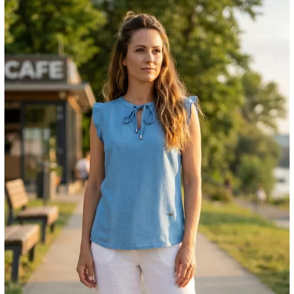  Damenbluse KIXMI NEIVA HELLBLAU 