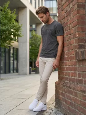 Herren-T-Shirt KIXMI NARSEY DUNKELGRAU