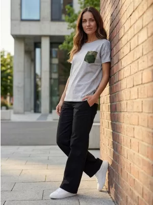 Damen-T-Shirt mit kurzen Ärmeln SAM 73 MARIE WT 848 HELLGRAU