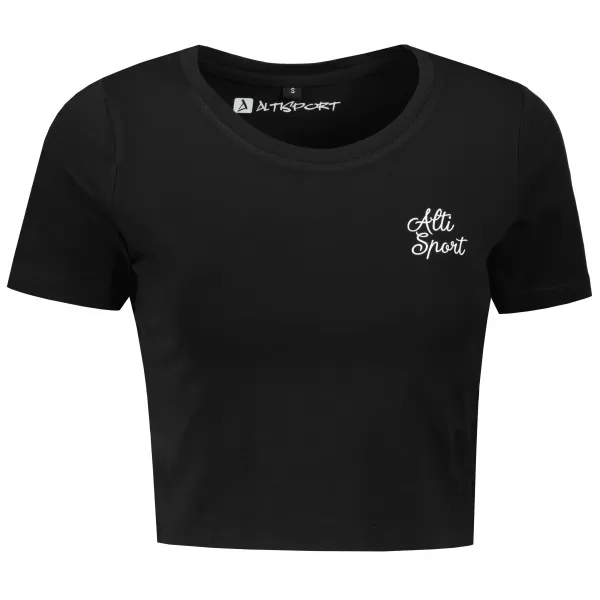  Crop-Top-T-Shirt für Damen ALTISPORT BYB/ALW056BY042 SCHWARZ UND WEIß 