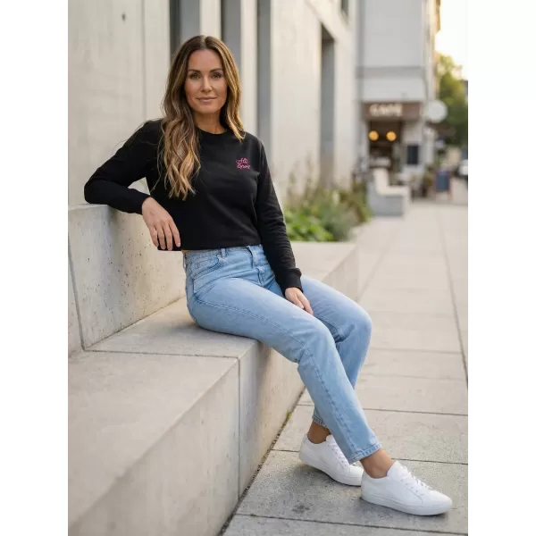  Crop-Top-Sweatshirt für Damen ALTISPORT BYB/ALW056BY131 SCHWARZ ROSA 