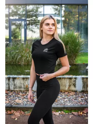 Crop-Top-T-Shirt für Damen ALTISPORT BYB/ALW056BY042 SCHWARZ UND WEIß