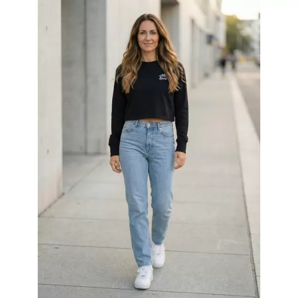  Crop-Top-Sweatshirt für Damen ALTISPORT BYB/ALW056BY131 SCHWARZ UND WEIß 