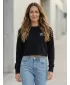 Crop-Top-Sweatshirt für Damen ALTISPORT BYB/ALW056BY131 SCHWARZ UND WEIß
