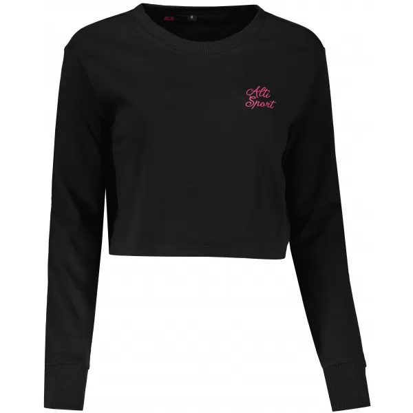  Crop-Top-Sweatshirt für Damen ALTISPORT BYB/ALW056BY131 SCHWARZ ROSA 