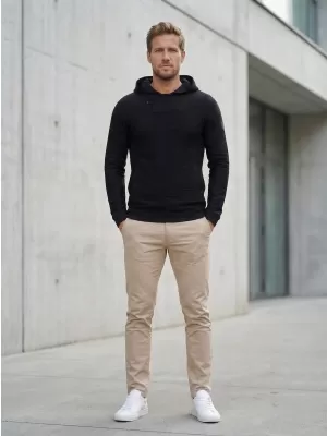 Herren-Sweatshirt KIXMI ORICK SCHWARZ