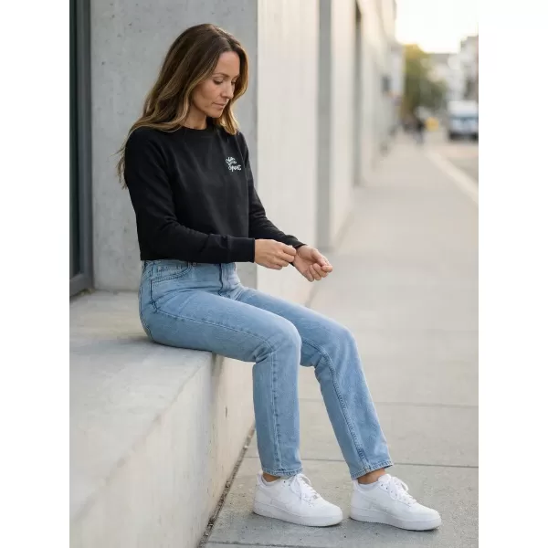  Crop-Top-Sweatshirt für Damen ALTISPORT BYB/ALW056BY131 SCHWARZ UND WEIß 