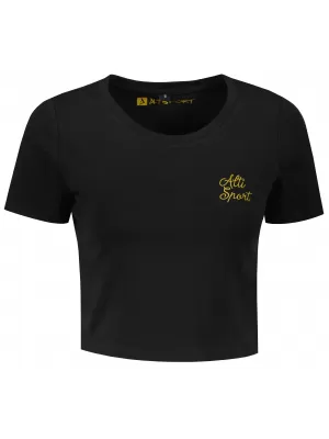 Crop-Top-T-Shirt für Damen ALTISPORT BYB/ALW056BY042 SCHWARZ UND GOLD