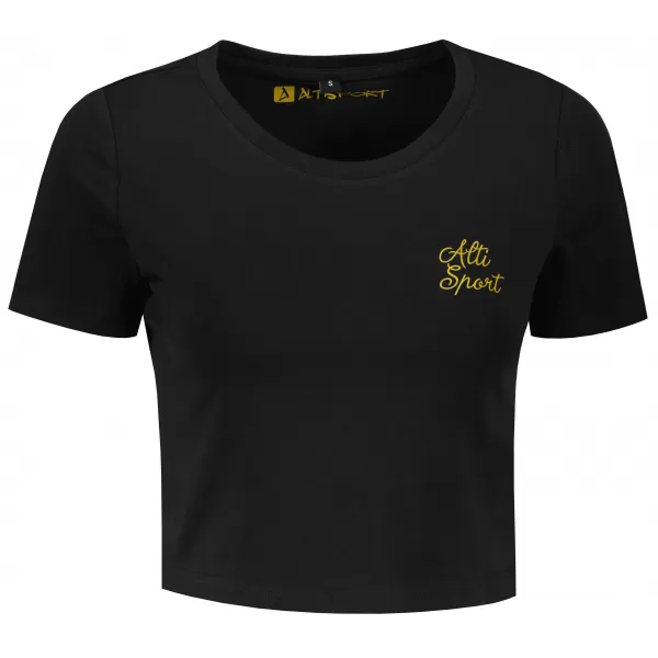  Crop-Top-T-Shirt für Damen ALTISPORT BYB/ALW056BY042 SCHWARZ UND GOLD 