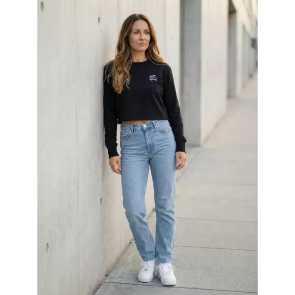  Crop-Top-Sweatshirt für Damen ALTISPORT BYB/ALW056BY131 SCHWARZ UND WEIß 
