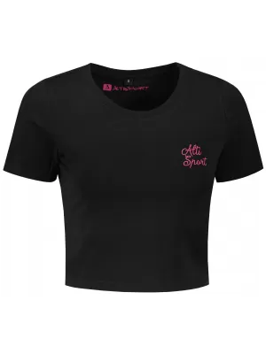 Crop-Top-T-Shirt für Damen ALTISPORT BYB/ALW056BY042 SCHWARZ ROSA
