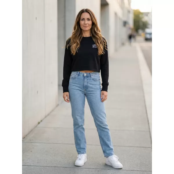  Crop-Top-Sweatshirt für Damen ALTISPORT BYB/ALW056BY131 SCHWARZ UND WEIß 