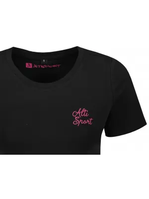 Crop-Top-T-Shirt für Damen ALTISPORT BYB/ALW056BY042 SCHWARZ ROSA