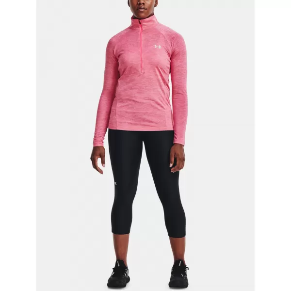  Damen-T-Shirt UNDER ARMOUR TECH 1/2 ZIP - TWIST 1320128-676 ROSA 