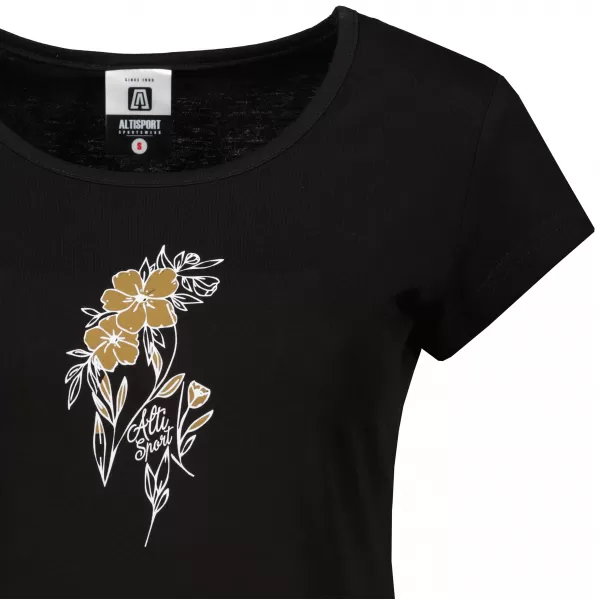  Damen-T-Shirt ALTISPORT ALW169122 SCHWARZ UND GOLD 