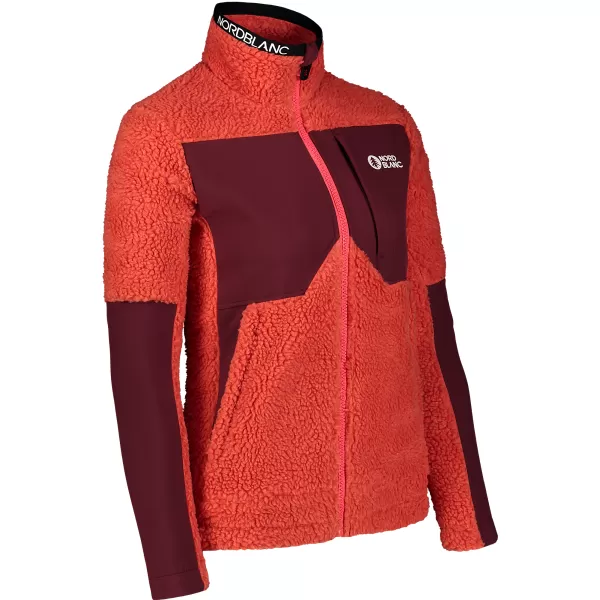  Fleece-Sweatshirt für Damen NORDBLANC PENINSULA NBSFL7654 ROTE KORALLE 