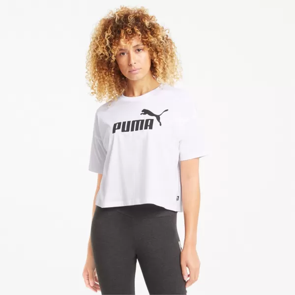  Crop-Top für Damen PUMA ESS CROPPED LOGO TEE 586866-02 WEIß 